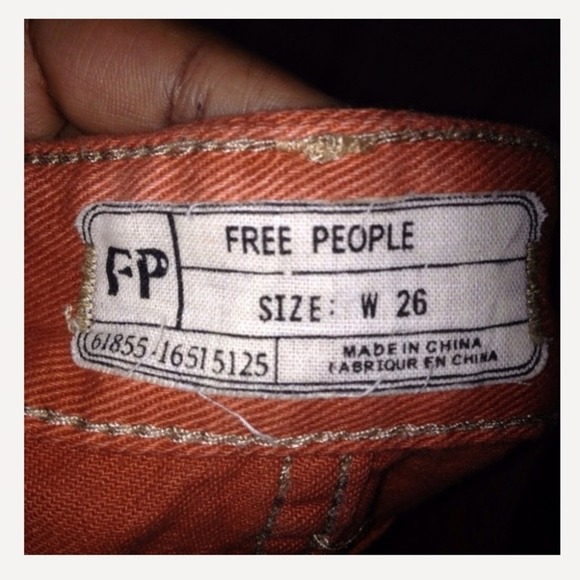 Free People Denim Cut Off Shorts Womens 26 Orange Excellent Frayed Boho - Picture 6 of 8